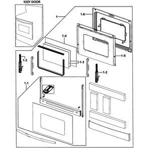 Door Assembly Diagram and Parts List for FER300SX XAA-00 Samsung Range