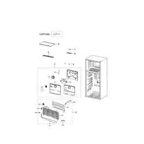 Freezing Compartment Diagram and Parts List for RT18M6213SR AA-01 Samsung Refrigerator