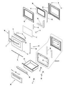 Door/drawer Diagram and Parts List for RGSF3330DW XAA Samsung Range