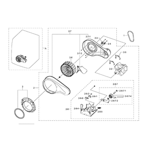 Motor Duct Diagram and Parts List for DV511AGR XAA-0003 Samsung Dryer