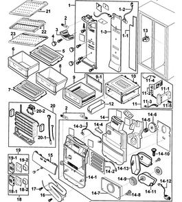 Refrigerator Diagram and Parts List for RS2556BB XAA-0000 Samsung Refrigerator