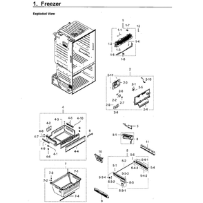 Freezer Diagram and Parts List for RF28HFEDBWW AA-07 Samsung Refrigerator