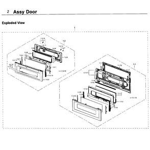 Door Diagram and Parts List for NY58J9850WS AA-0000 Samsung Range