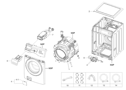 Main Diagram and Parts List for 40249032010  Kenmore Washer