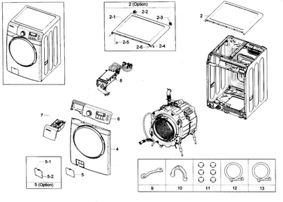 Main Assy Diagram and Parts List for WF431ABP XAA-0001 Samsung Washer