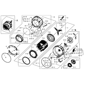 Tub And Drum Assembly Diagram and Parts List for WF419AAW XAA-04 Samsung Washer