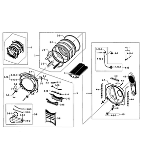 Drum Assy Diagram and Parts List for DV455GVGSGR AA-0001 Samsung Dryer