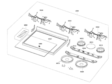 Part Location Diagram of DG39-00034A Samsung Cooktop Wire Harness