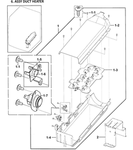 Heater Assy Diagram and Parts List for DV338AEB XAA-0000 Samsung Dryer