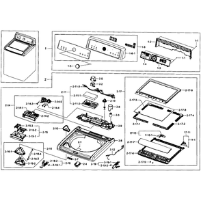 Top Cover Diagram and Parts List for WA5451ANW XAA-01 Samsung Washer