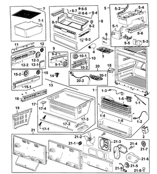 Freezer Assy Diagram and Parts List for RF263AERS XAA-00 Samsung Refrigerator