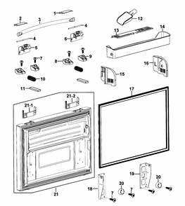 Freezer Door Diagram and Parts List for RF268ABPN XAA-0000 Samsung Refrigerator