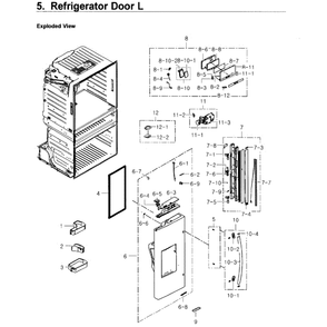 Fridge Door L Diagram and Parts List for RF4267HARS XAA-03 Samsung Refrigerator