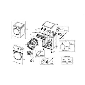 Main Assembly Diagram and Parts List for DV331AGR XAA-03 Samsung Dryer