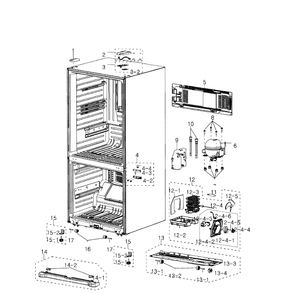 Cabinet Diagram and Parts List for RB217ABPN XAA-0000 Samsung Refrigerator