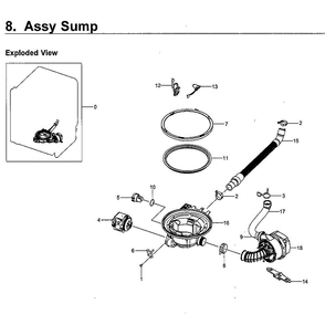 Part Location Diagram of DD67-00125A Samsung Sump (Light Warm Gray)