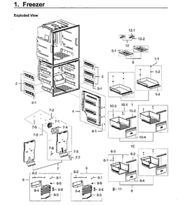 Freezer Diagram and Parts List for RF28K9580SG AA-0001 Samsung Refrigerator