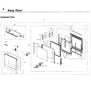 Door Assembly Diagram and Parts List for NV51K7770DS AA-0000 Samsung Wall Oven