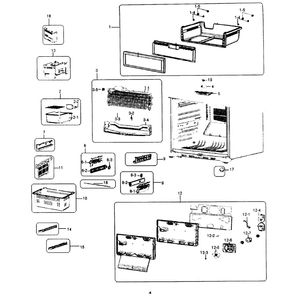 Freezer Diagram and Parts List for RF217ABWP XAA-0000 Samsung Refrigerator