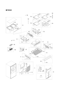 Part Location Diagram of DA96-00660H Samsung Assembly EVAP-REF;RF7500J,LA
