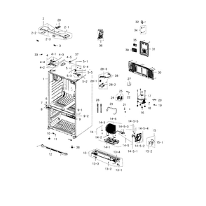 Cabinet Diagram and Parts List for RFG237AABP XAA-03 Samsung Refrigerator