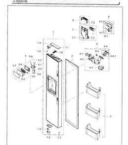 Freezer Door Diagram and Parts List for RH25H5611WW AA-0002 Samsung Refrigerator