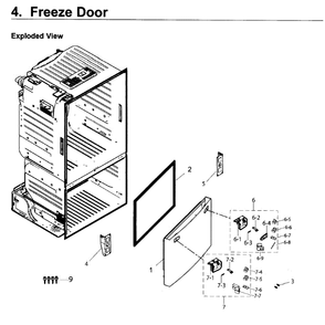 Freezer Door Diagram and Parts List for RF263BEAESP AA-04 Samsung Refrigerator