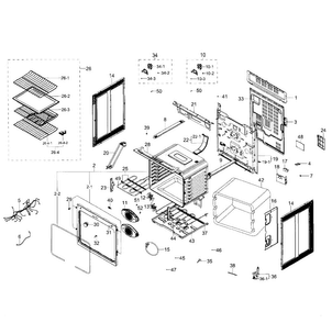 Main Section Diagram and Parts List for NE59J7850WG AA-0002 Samsung Range