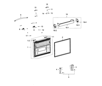 Freezer Door Diagram and Parts List for RFG237AAWP XAA-0003 Samsung Refrigerator