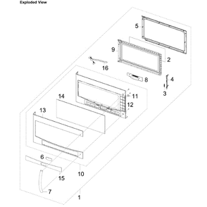 Door Assembly Diagram and Parts List for SMH2117S XAA-01 Samsung Microwave