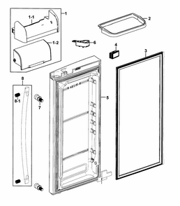 Refrigerator Door R Diagram and Parts List for RF26XAZRS XAA-0000 Samsung Refrigerator