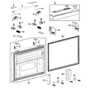Freezer Door Diagram and Parts List for RF26XAZRS XAA-0000 Samsung Refrigerator