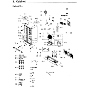 Cabinet Diagram and Parts List for RS25H5121SR AA-01 Samsung Refrigerator