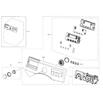 Control Panel Diagram and Parts List for WF350ANW XAA-0007 Samsung Washer
