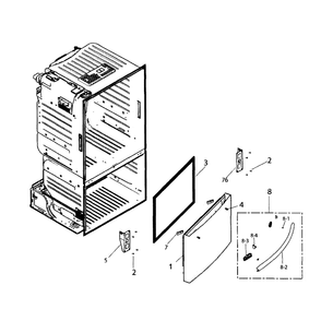 Freezer Door Diagram and Parts List for RF221NCTABC AA-01 Samsung Refrigerator