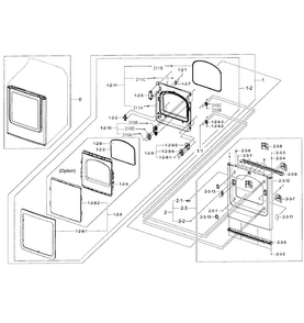 Front/door Assy Diagram and Parts List for DV422GWHDWR AA-0001 Samsung Dryer