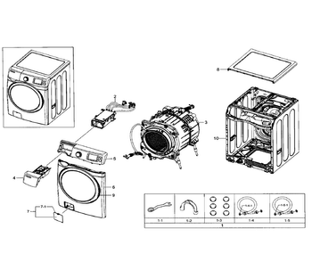 Main Asy Diagram and Parts List for WF511ABW XAA-0001 Samsung Washer