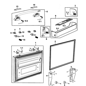 Freezer Door Diagram and Parts List for RF263AERS XAA-00 Samsung Refrigerator
