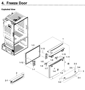 Freezer Door Diagram and Parts List for RF23HTEDBSR AA-0004 Samsung Refrigerator