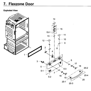 Flexzone Diagram and Parts List for RF4267HARS XAA-05 Samsung Refrigerator