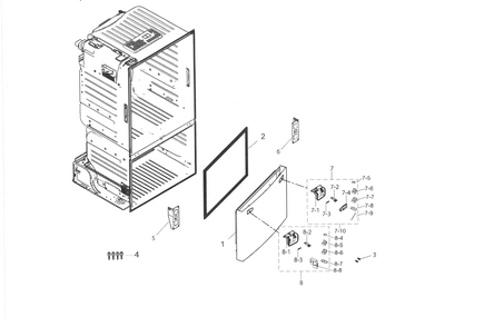 Freezer Door Diagram and Parts List for RF263BEAESP AA-0002 Samsung Refrigerator