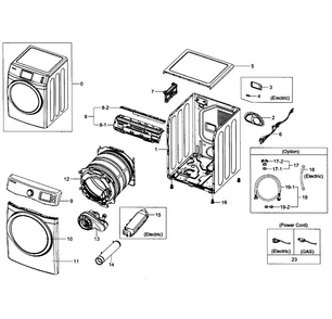 Main Assy Diagram and Parts List for DV435ETGJRA A1-0001 Samsung Dryer