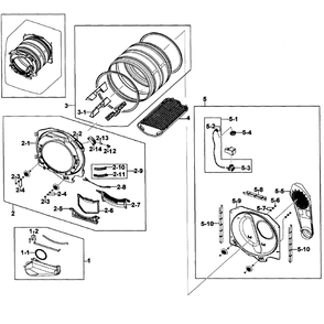 Drum Assembly Diagram and Parts List for DV419AGW XAA-02 Samsung Dryer