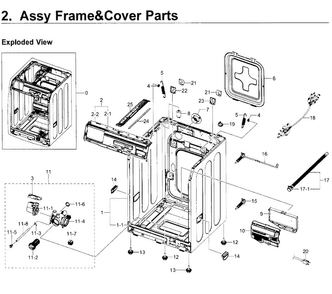Frame Cover & Parts Diagram and Parts List for WF350ANP XAA-0004 Samsung Washer