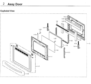 Door Diagram and Parts List for NX58H9950WS AA-00 Samsung Range