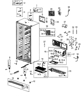 Cabinet Diagram and Parts List for RSG257AAPN XAA Samsung Refrigerator