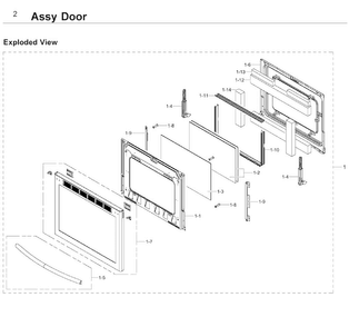 Door Diagram and Parts List for NE58F9710WS AA-0004 Samsung Range