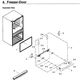 Freezer Door Diagram and Parts List for RF22KREDBSG AA-0003 Samsung Refrigerator