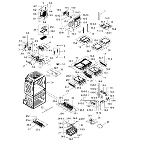 Part Location Diagram of DA61-07754A Samsung RAIL-DIVIDER BIG;AW3,ABS