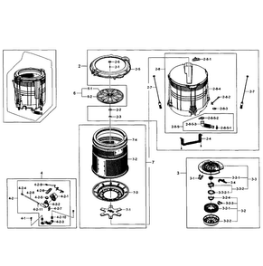 Tub Assy Diagram and Parts List for WA484DSHASU A1-0001 Samsung Washer